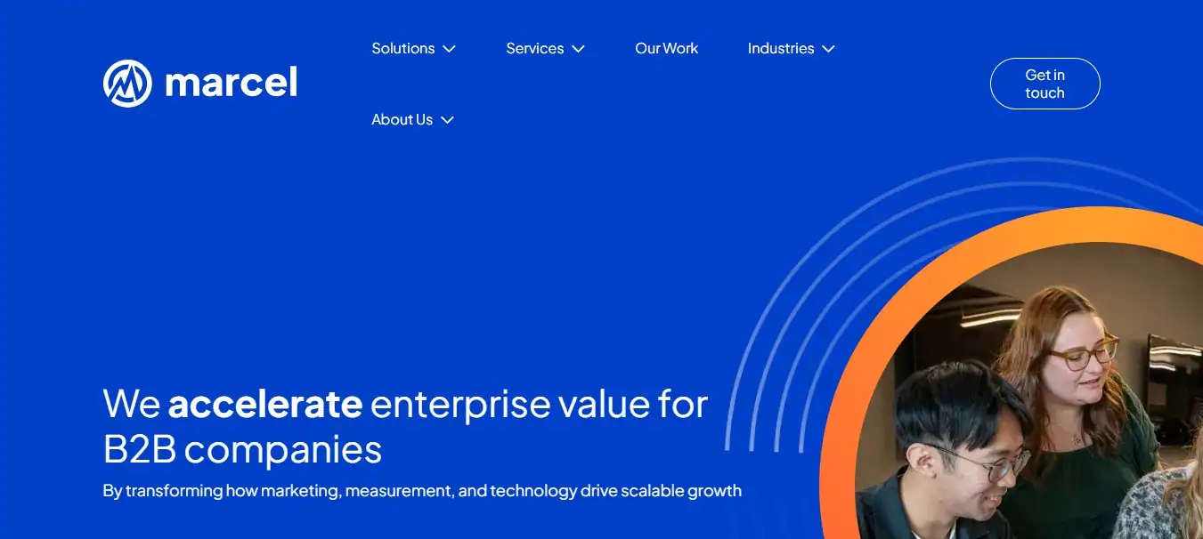 Marcel Digital homepage, answer engine optimization agency